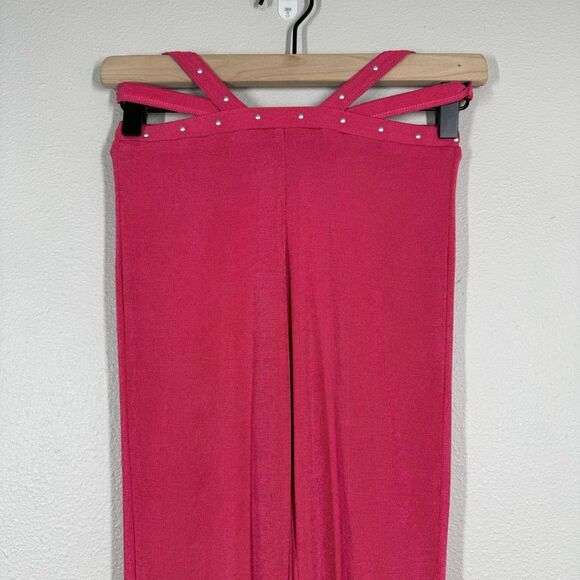 I.AM.GIA Violet Hot Pink Flare Pants Studded Cut Out Party Women’s Size XXS - Picture 2 of 9